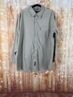 Timberland Men's Light Khaki Button-Down Long Sleeve Shirt